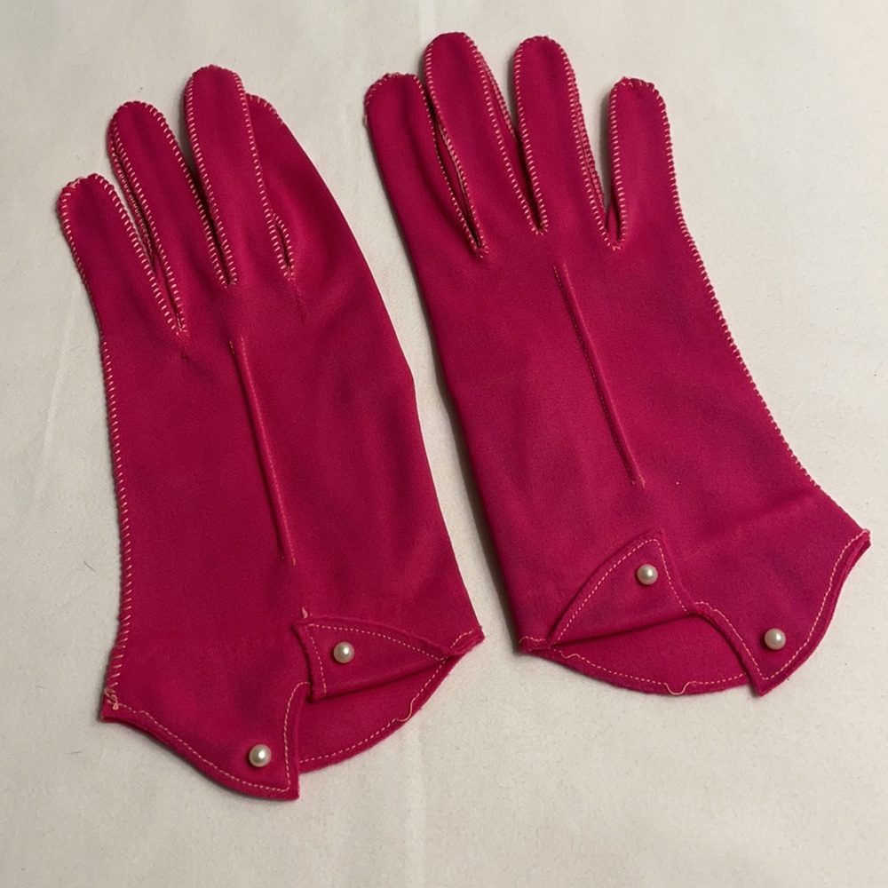 Vintage Hot Pink Dress Gloves
